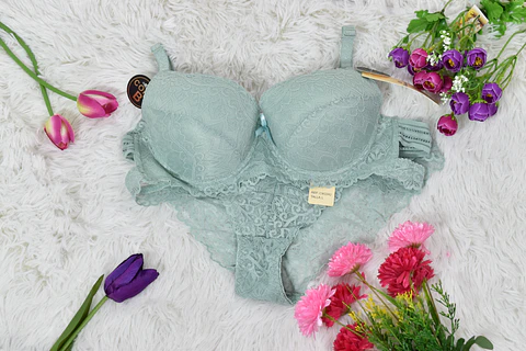 Conjunto de brasier y panty de encaje 