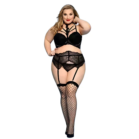 Lenceria de encaje con liguero 