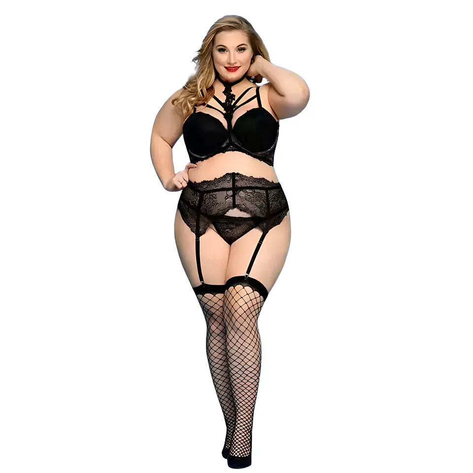 Lenceria de encaje con liguero  1