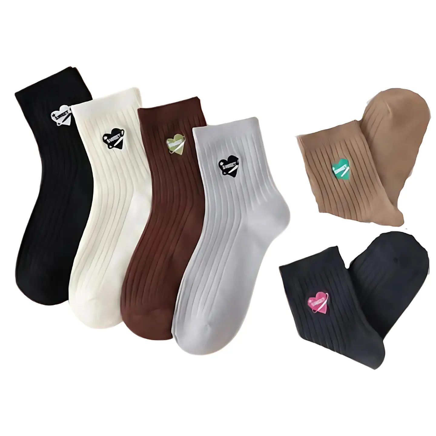 Docena de calcetines con estampado de corazon en el tobillo  1