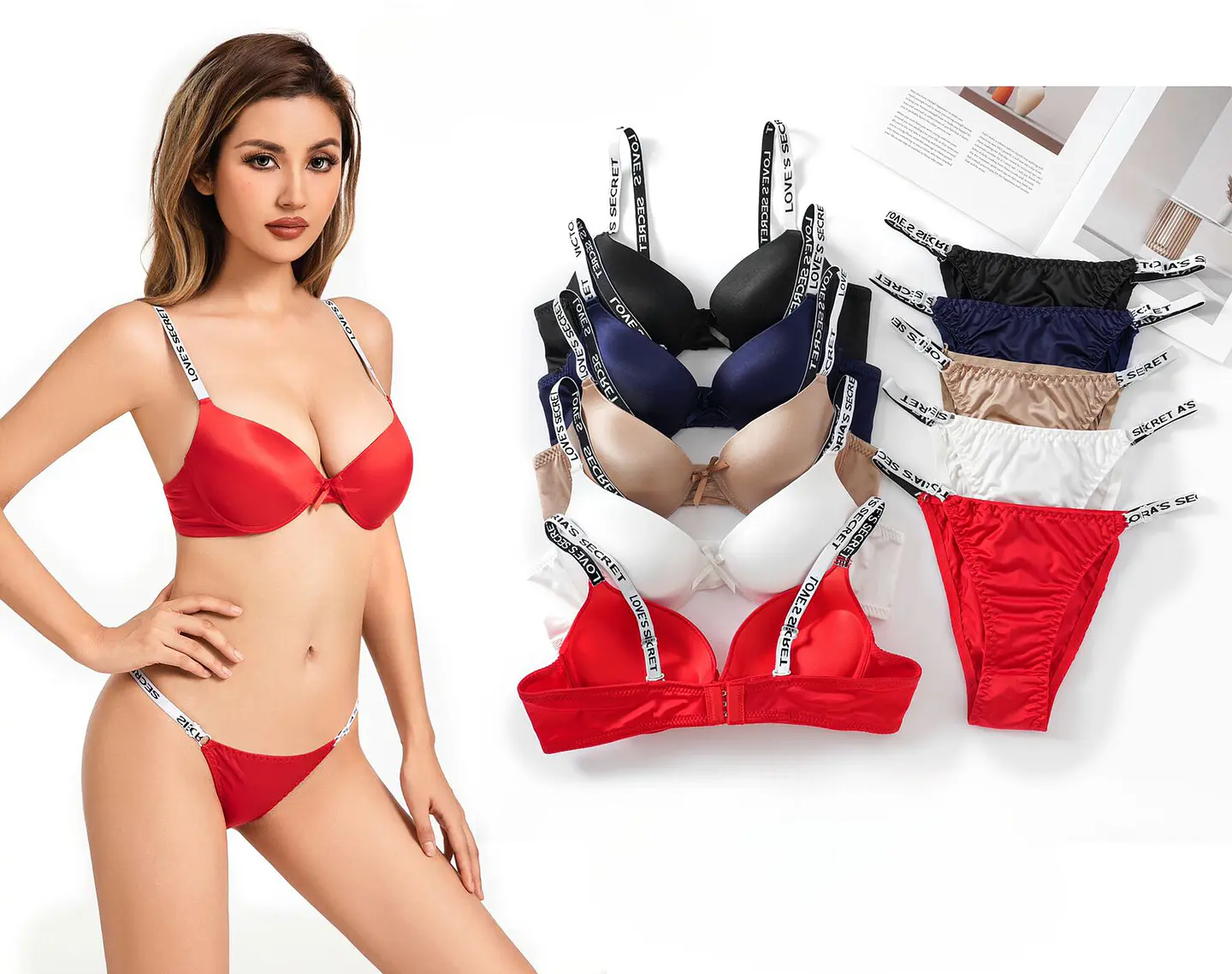 Conjunto de ropa interior satinado Copa B 1