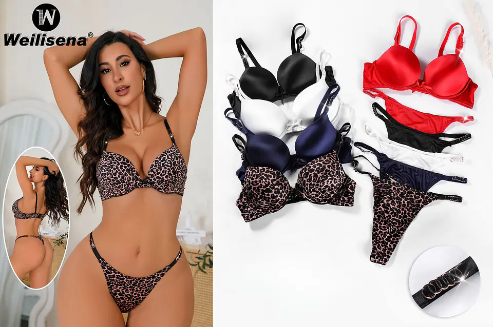 Conjunto de ropa interior satinado con detalles a los lados  1
