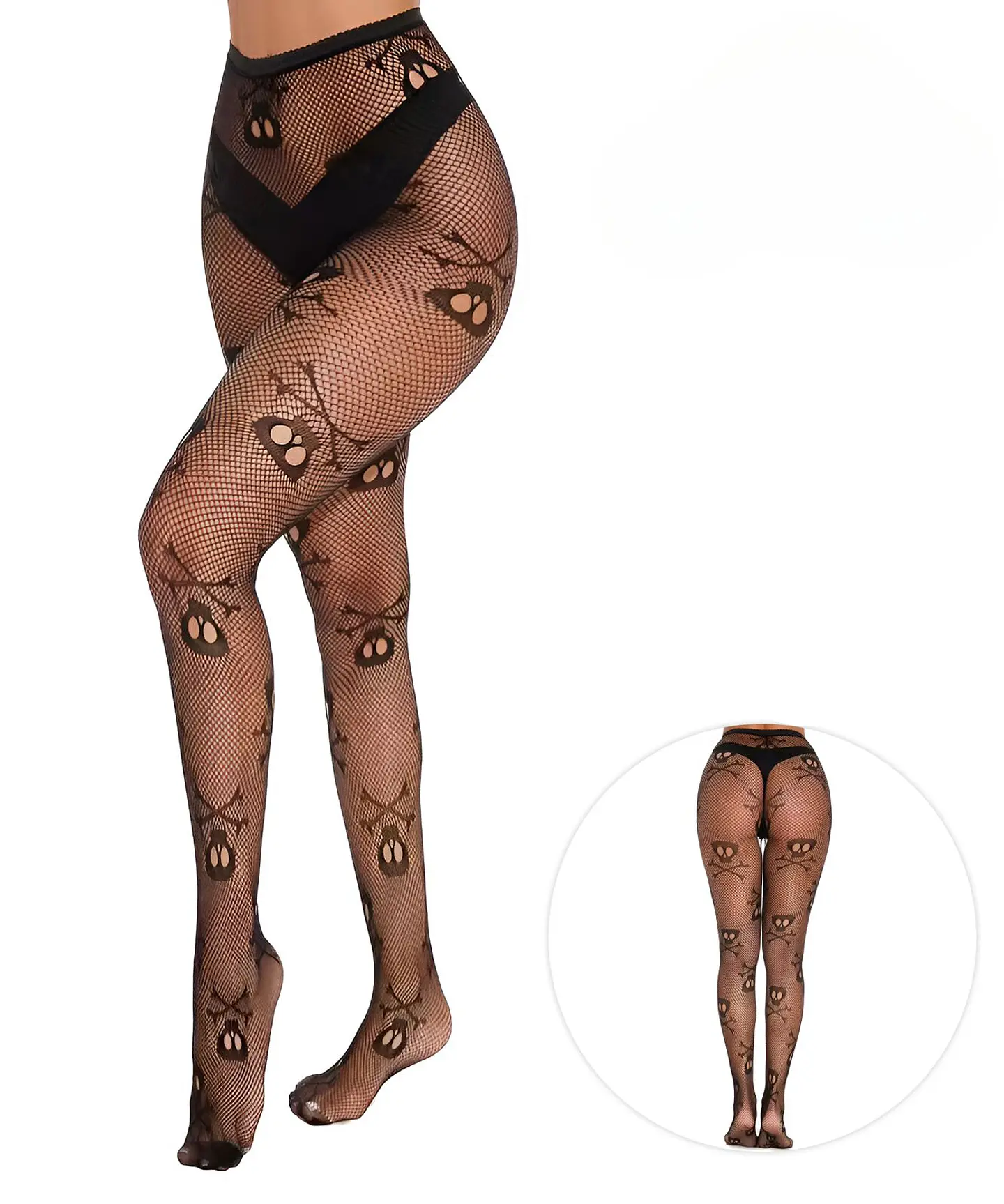 Medias panty con diseño de calavera 1