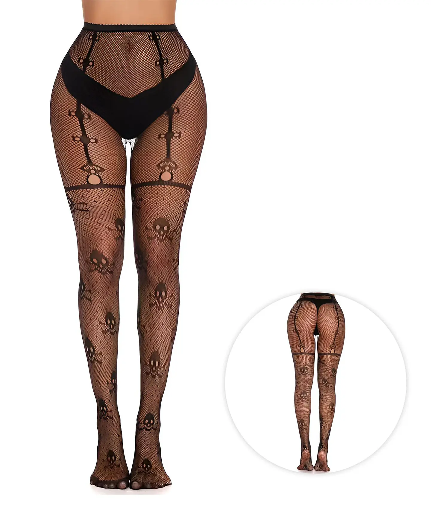 Pantimedias de Halloween con diseño de calavera 1