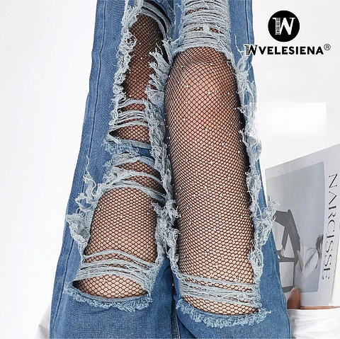 Pantimedias de rejilla con brillo 