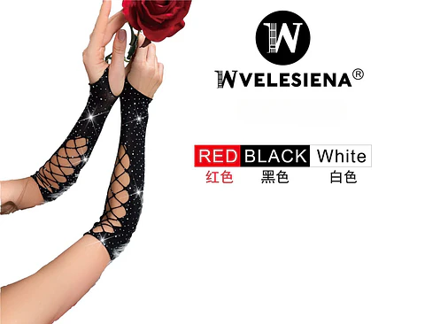 Guantes de malla con brillo 