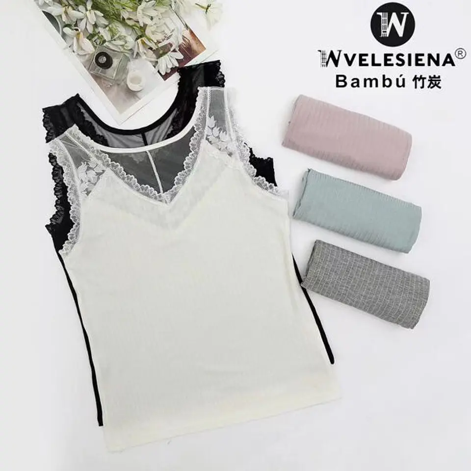 Camiseta sin mangas con encaje  1