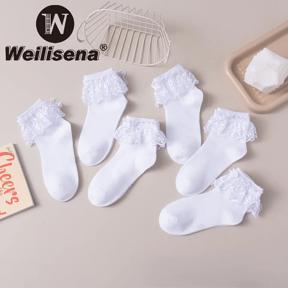 Docena de calcetines blancos para niños  1