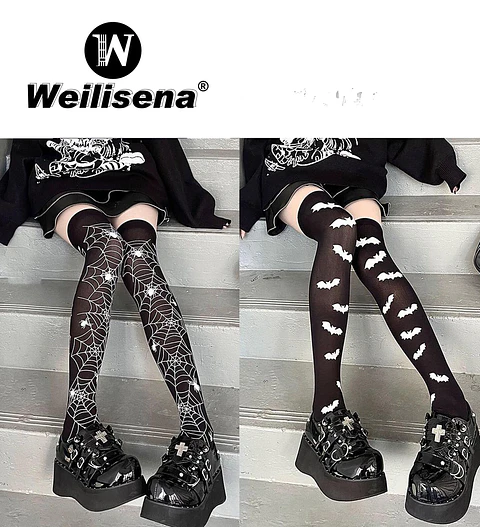 Pantimedias hasta el muslo con diseño de halloween 