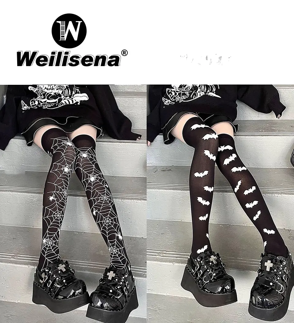 Pantimedias hasta el muslo con diseño de halloween  1