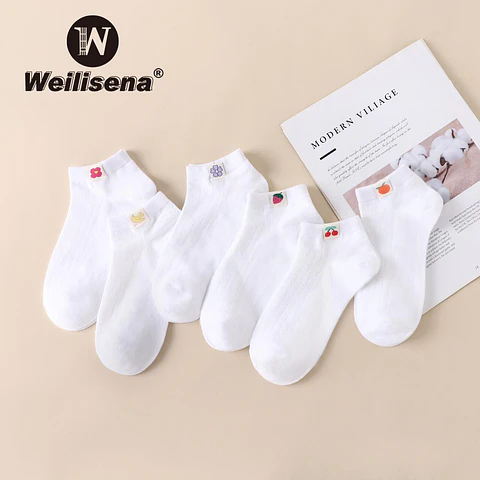 Docena de calcetines de dama blancos 