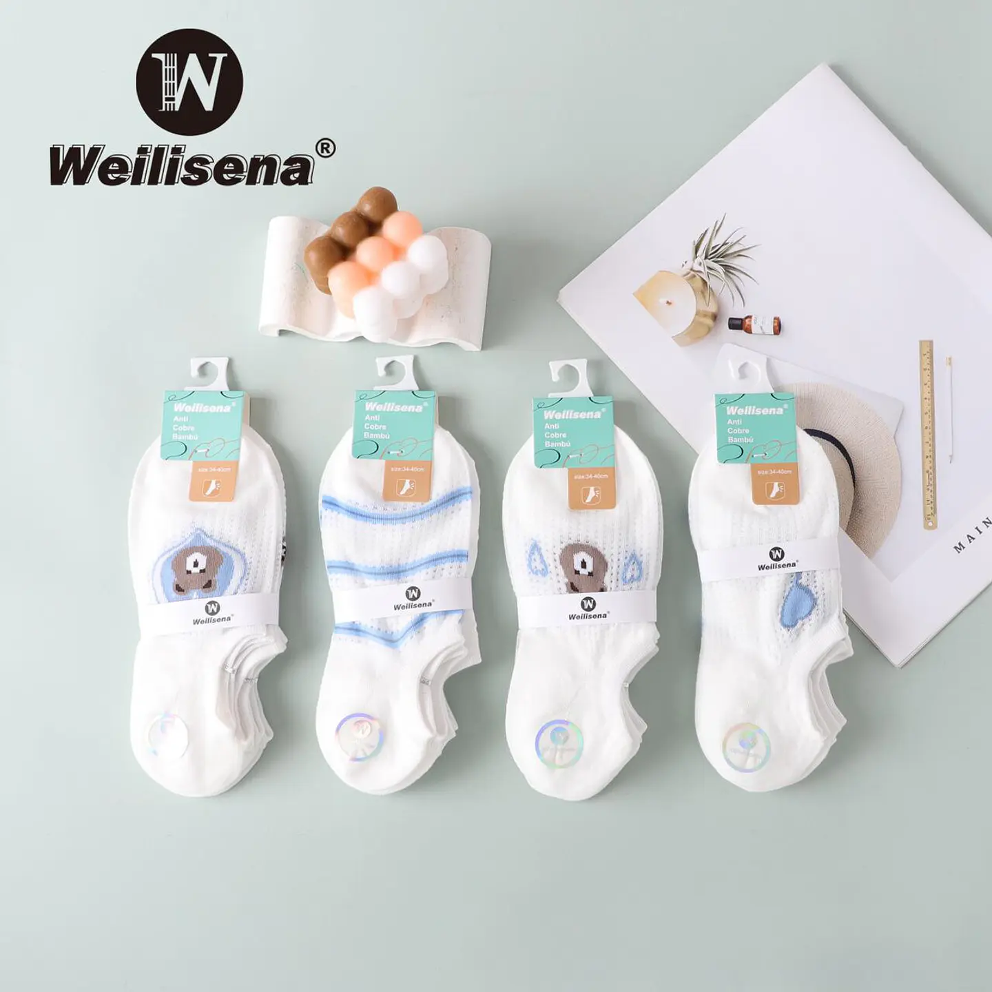 Docena de calcetines de dama con diseño  1