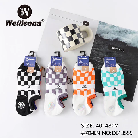 Docena de calcetines cortos con estampado de cuadros 