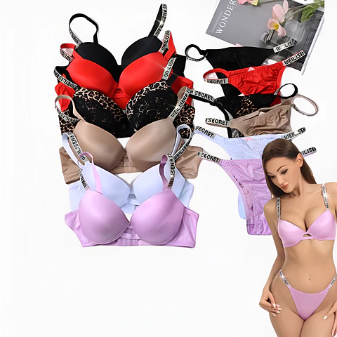  DOCENA Conjunto de ropa interior satinado Copa B