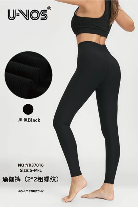 DOCENA DE CALZA DE GYM NEGRA CANALADA