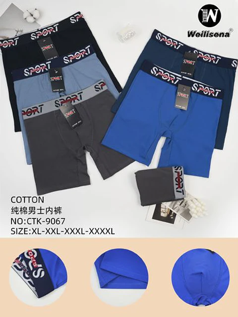 DOCENA  BOXER LARGOS  DE CABALLERO ALGODON 