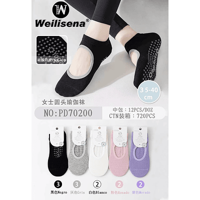 DOCENA DE CALCETINES DE YOGA PARA MUJER