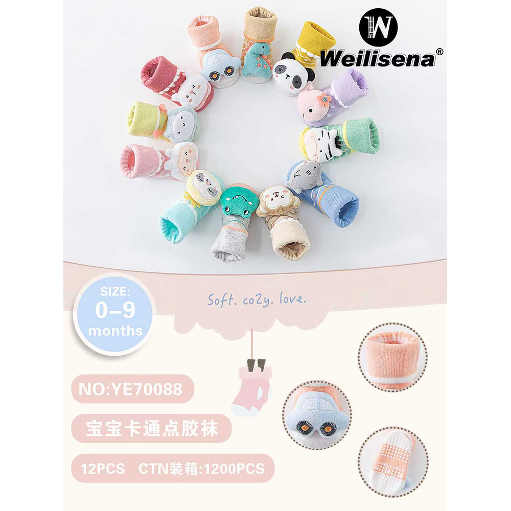 DOCENA CALCETINES CON DIBUJOS ANIMADOS PARA BEBES