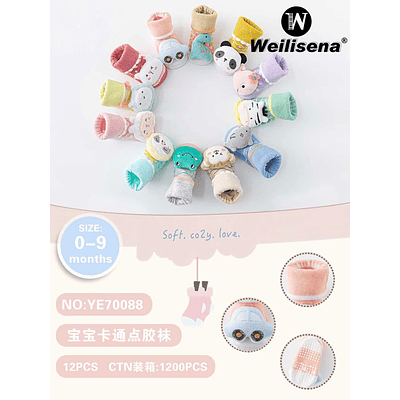 DOCENA CALCETINES CON DIBUJOS ANIMADOS PARA BEBES