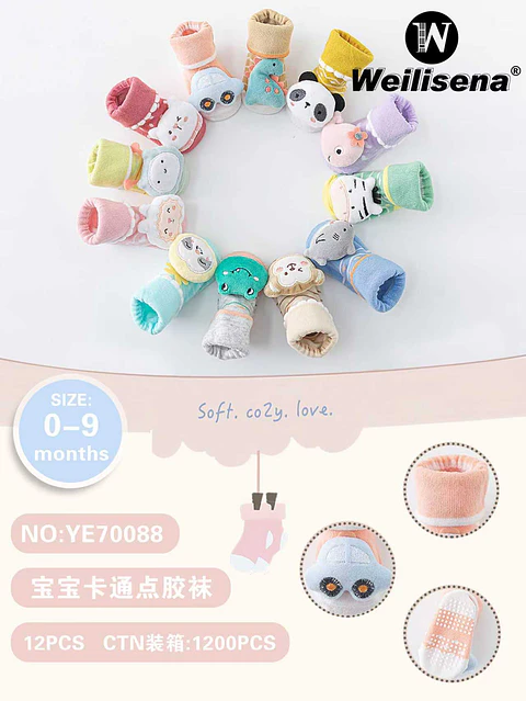 DOCENA CALCETINES CON DIBUJOS ANIMADOS PARA BEBES
