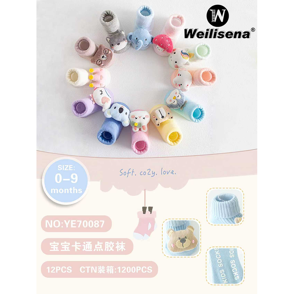 DOCENA CALCETINES CON DIBUJOS ANIMADOS PARA BEBES