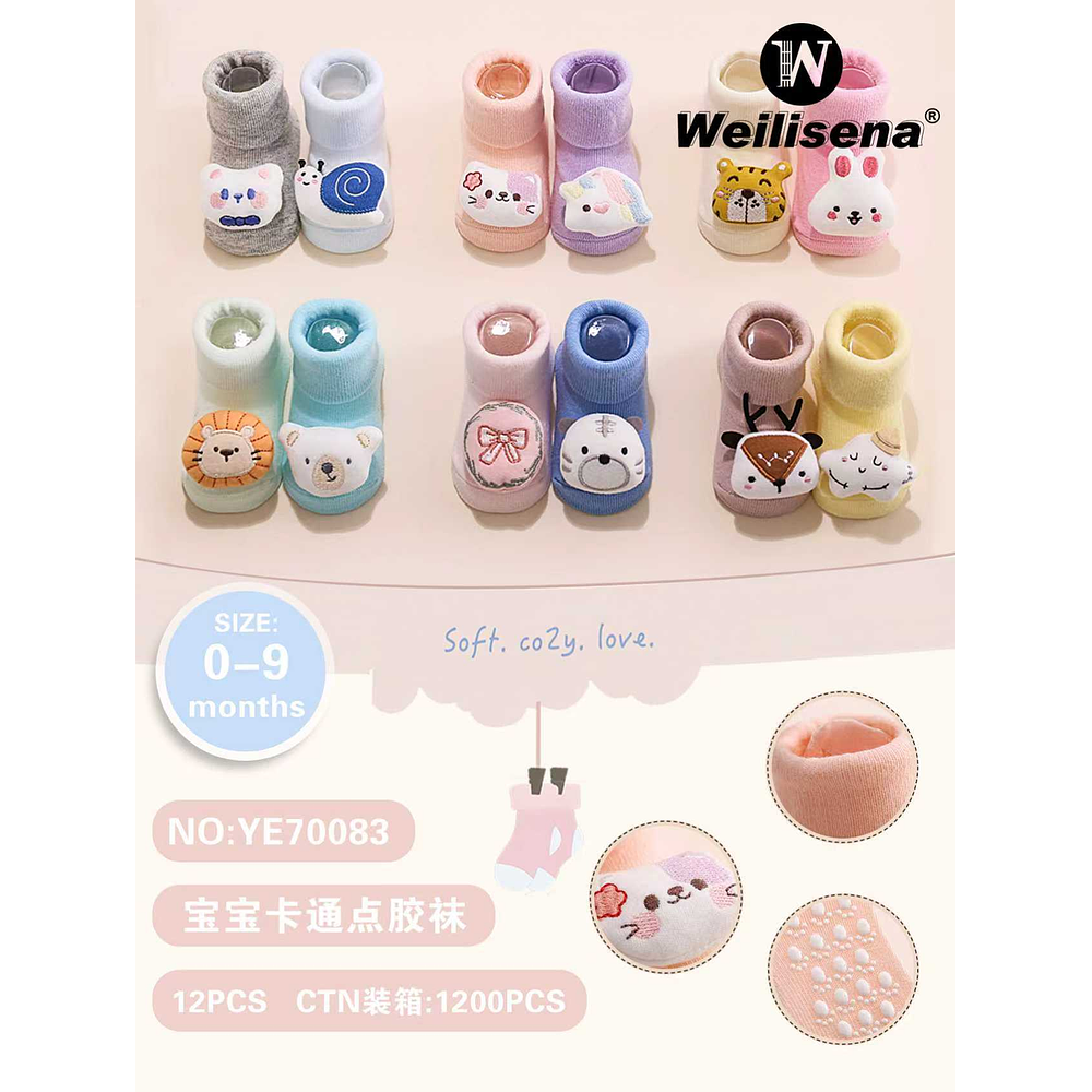 DOCENA CALCETINES CON DIBUJOS ANIMADOS PARA BEBES