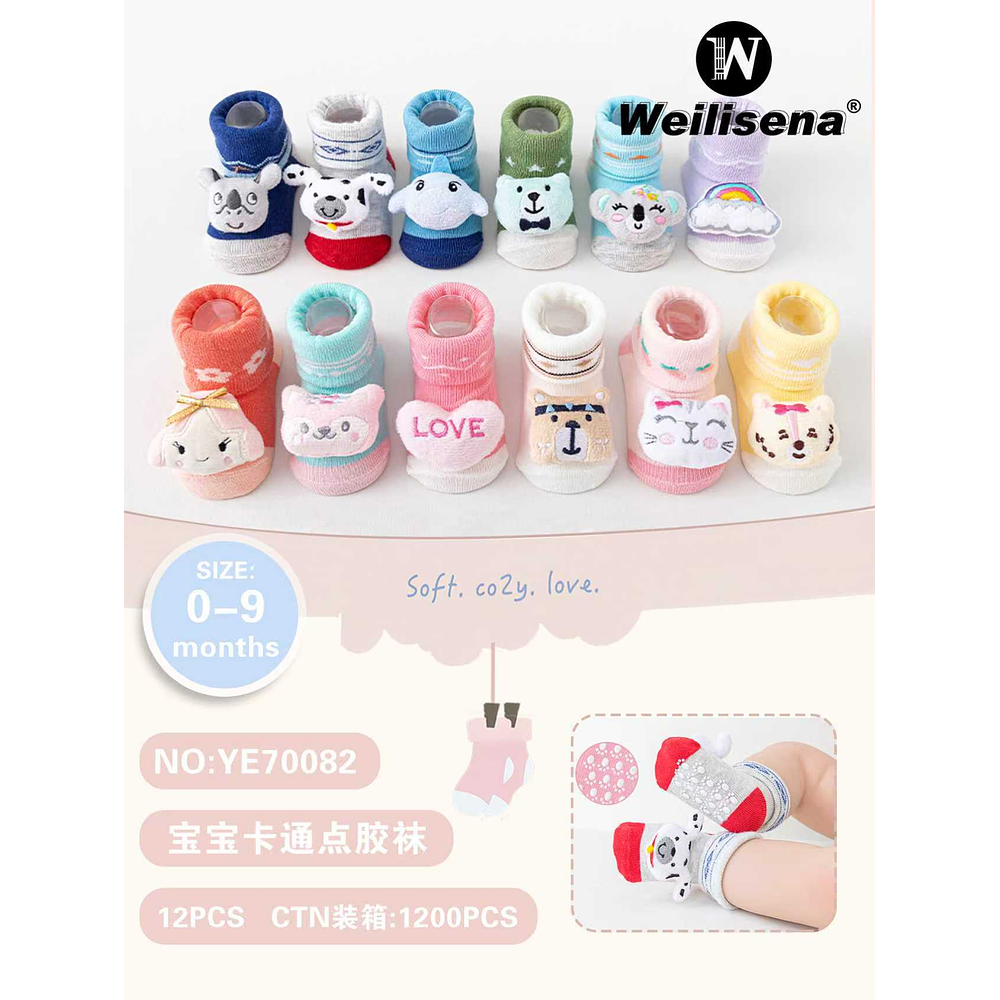 DOCENA CALCETINES CON DIBUJOS ANIMADOS PARA BEBES