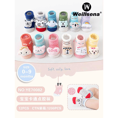 DOCENA CALCETINES CON DIBUJOS ANIMADOS PARA BEBES