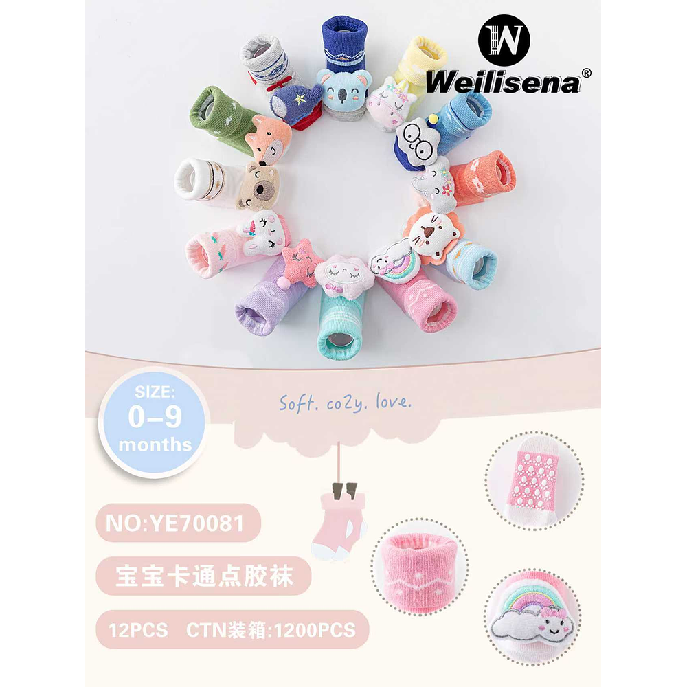 DOCENA CALCETINES CON DIBUJOS ANIMADOS PARA BEBES