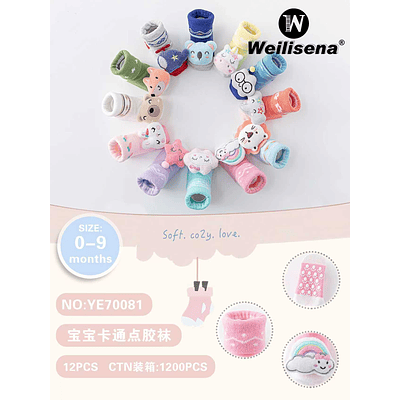 DOCENA CALCETINES CON DIBUJOS ANIMADOS PARA BEBES