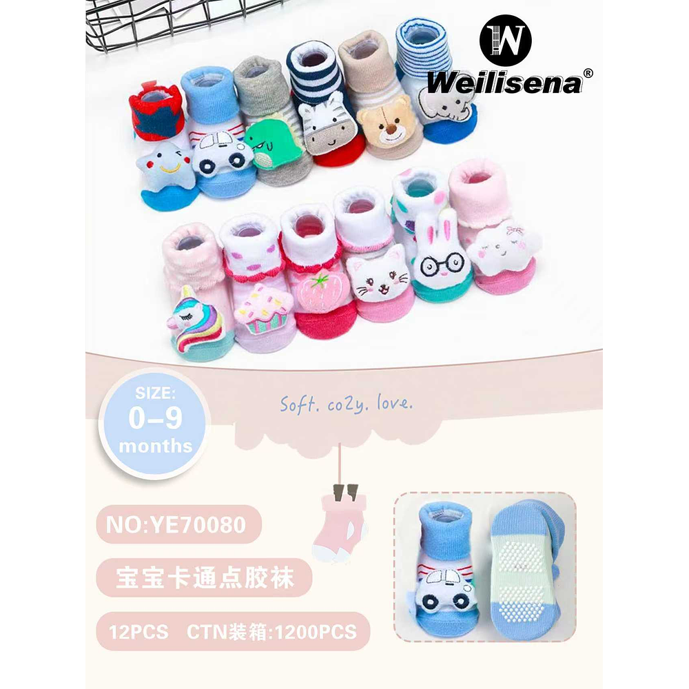 DOCENA CALCETINES CON DIBUJOS ANIMADOS PARA BEBES