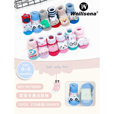 DOCENA CALCETINES CON DIBUJOS ANIMADOS PARA BEBES