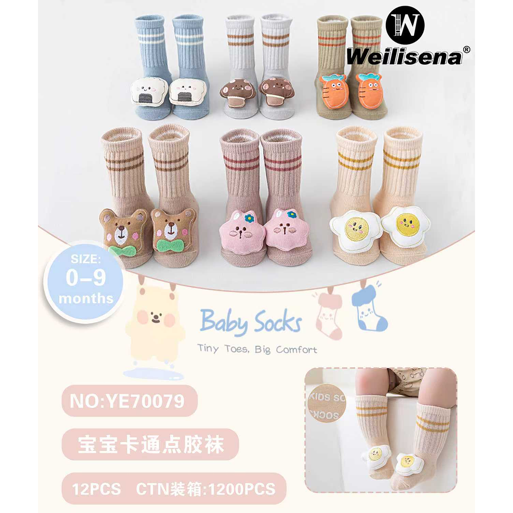 DOCENA CALCETINES CON DIBUJOS ANIMADOS PARA BEBES