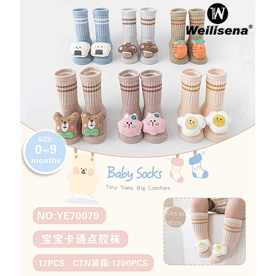 DOCENA CALCETINES CON DIBUJOS ANIMADOS PARA BEBES
