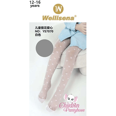 Medias panty de corazon para niñas 