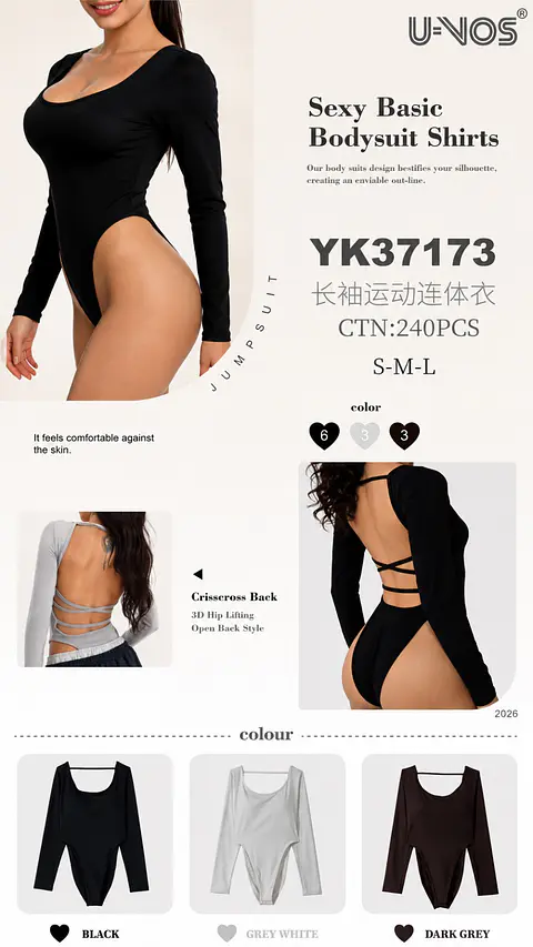 Body Deportivo de Manga Larga Espalda Cruzada  YK37173