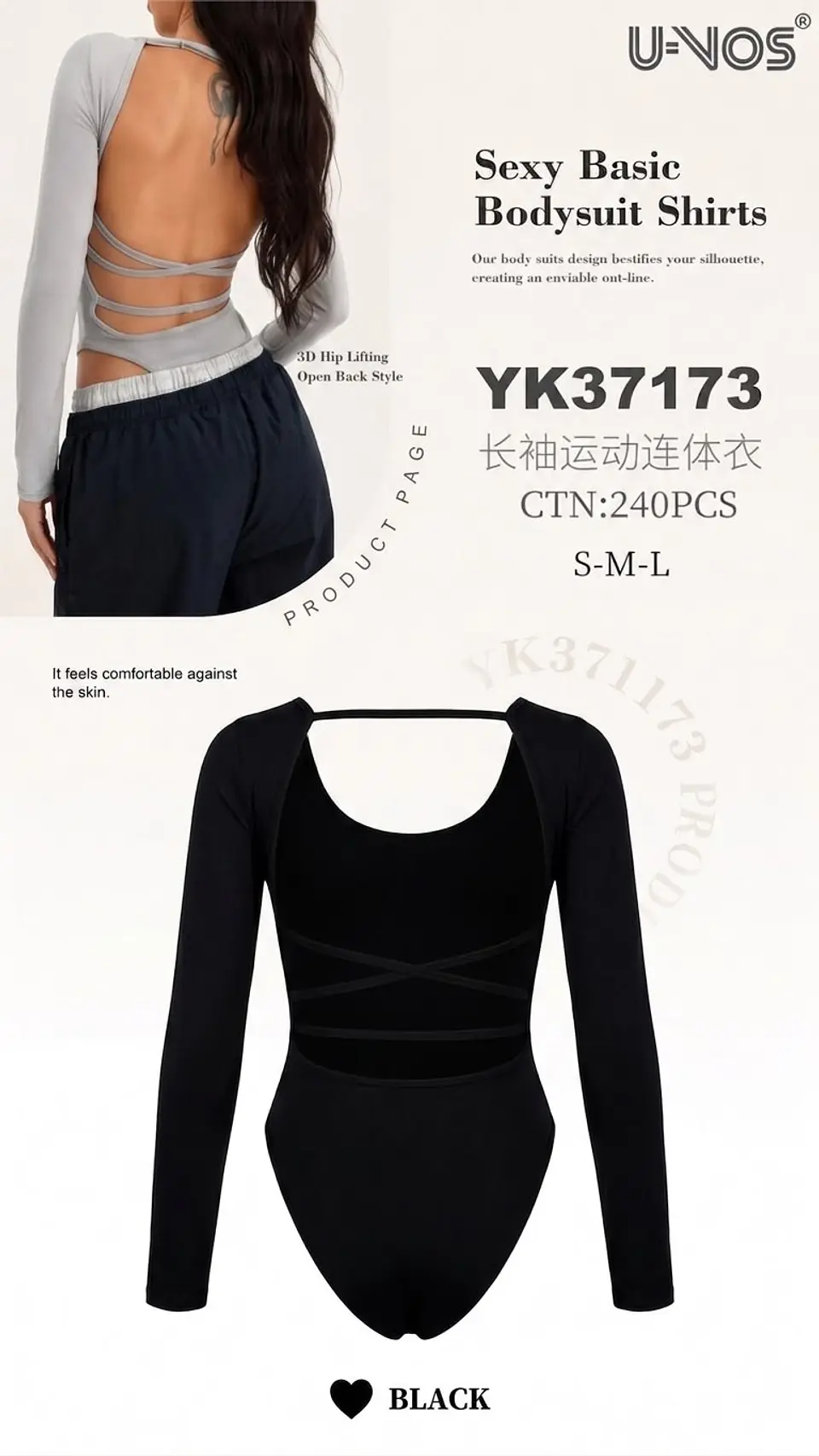 Body Deportivo de Manga Larga Espalda Cruzada  YK37173 4