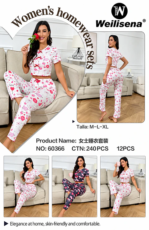 PIJAMA MUJER PANTALON + POLERA 60366
