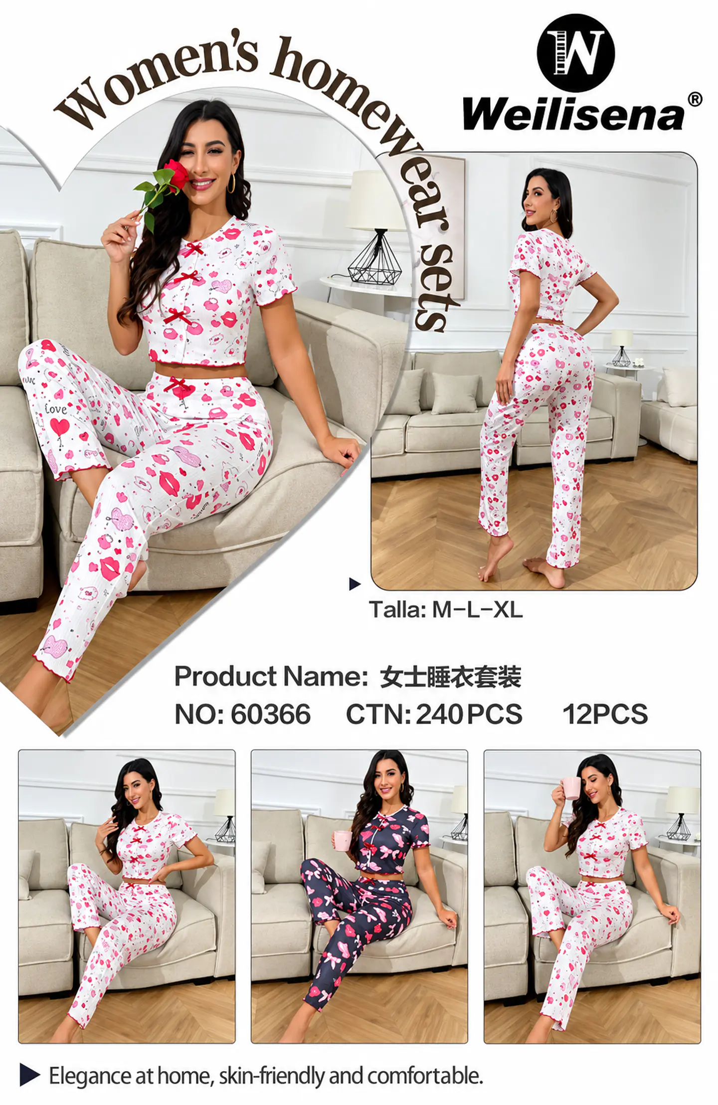 PIJAMA MUJER PANTALON + POLERA 60366 1