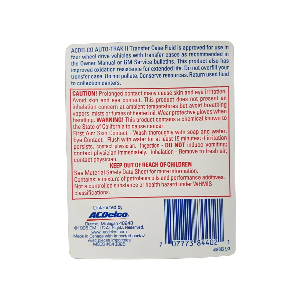 Auto Trak II 1Litro ACDelco Aceite caja de transferencia