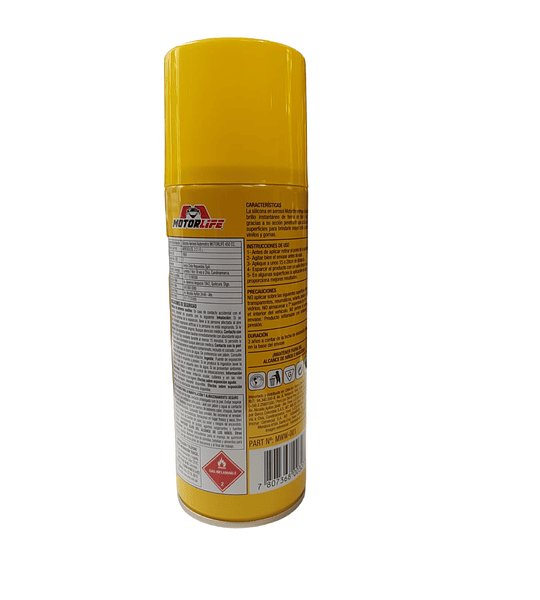 Silicona en Aerosol Spray 450ml Motor Life maximo brillo sin aroma