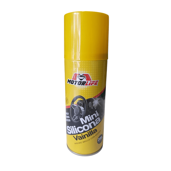 Silicona en Aerosol Spray 200cc Motor Life maximo brillo aroma Vainilla