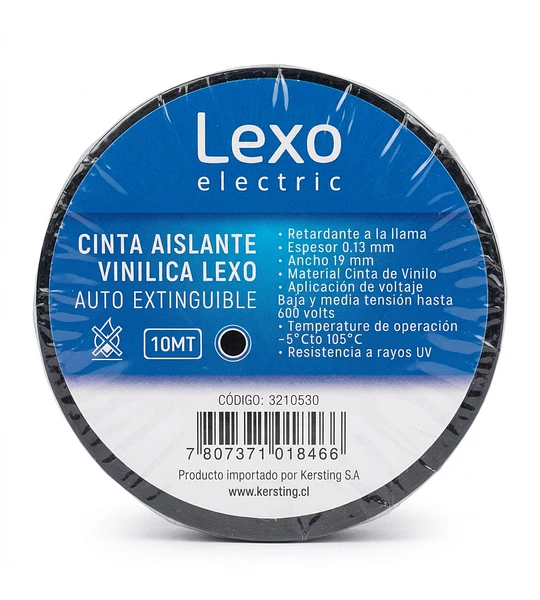 Cinta Aislante PVC 19mm x 10mts Negro Lexo