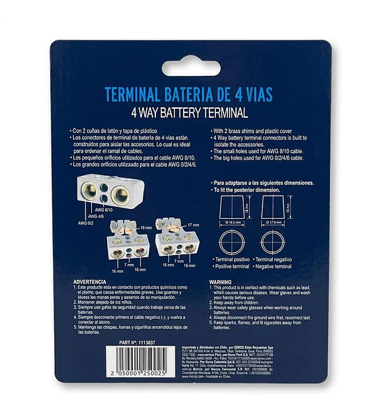 Terminal bateria de 4 vias DGP (1 par)