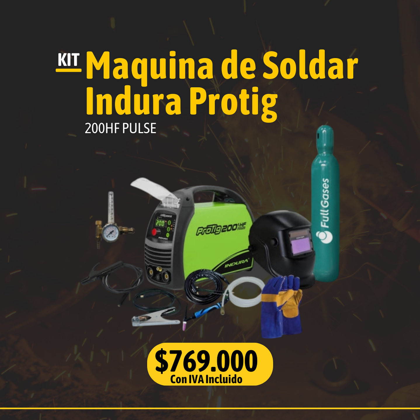 Kit Máquina de Soldar Indura Protig 200HF Pulse 1