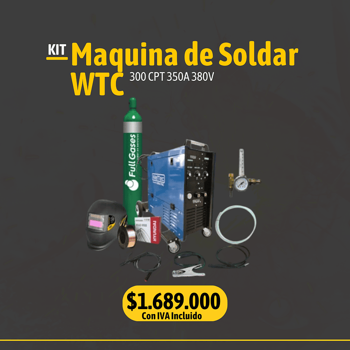  Kit Soldadora Mig WTC – 300 250A 220V C/Cil 10 M3 1