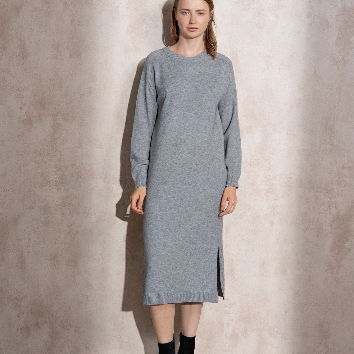 VESTIDO DE MALHA CINZENTO SENHORA SMF JEANS 1