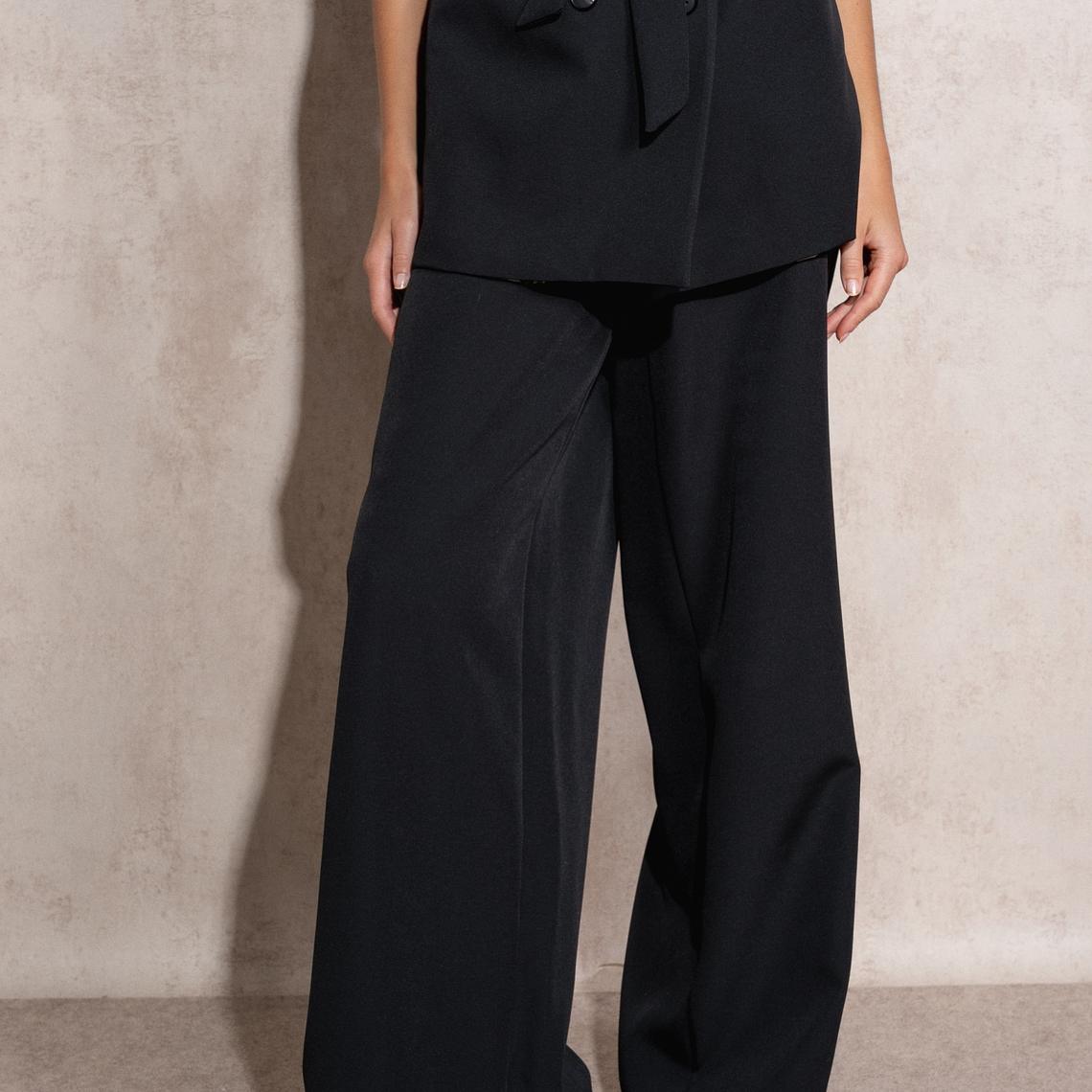 CALÇAS PANTALONAS DE TECIDO PRETO SMF JEANS  1