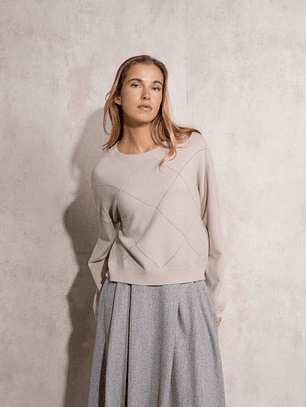 CAMISOLA DE MALHA BEIGE SMF JEANS 