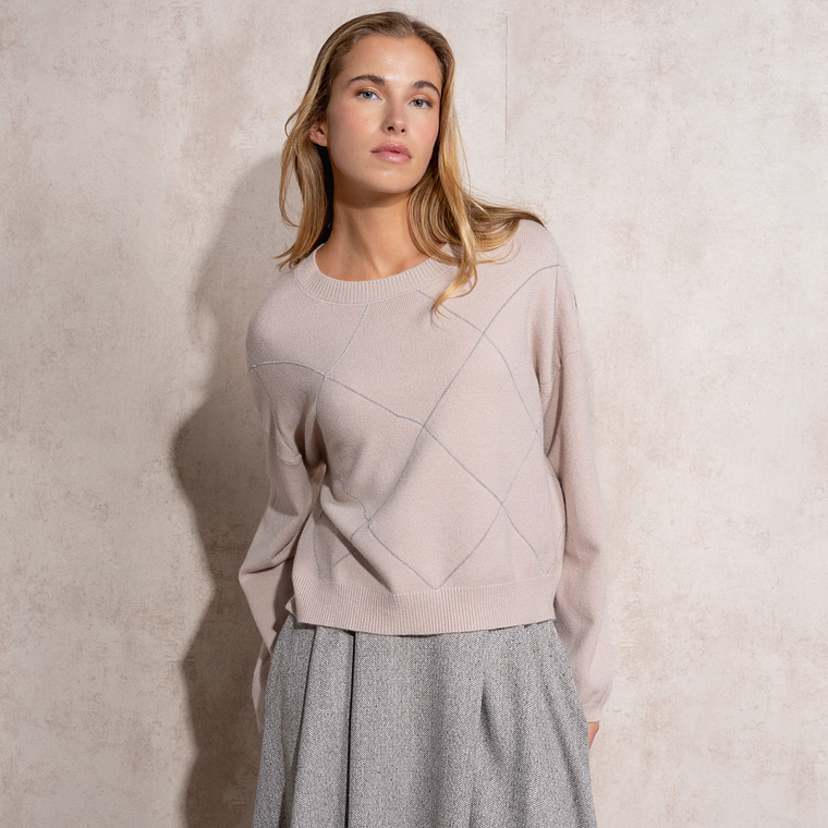 CAMISOLA DE MALHA BEIGE SMF JEANS  1